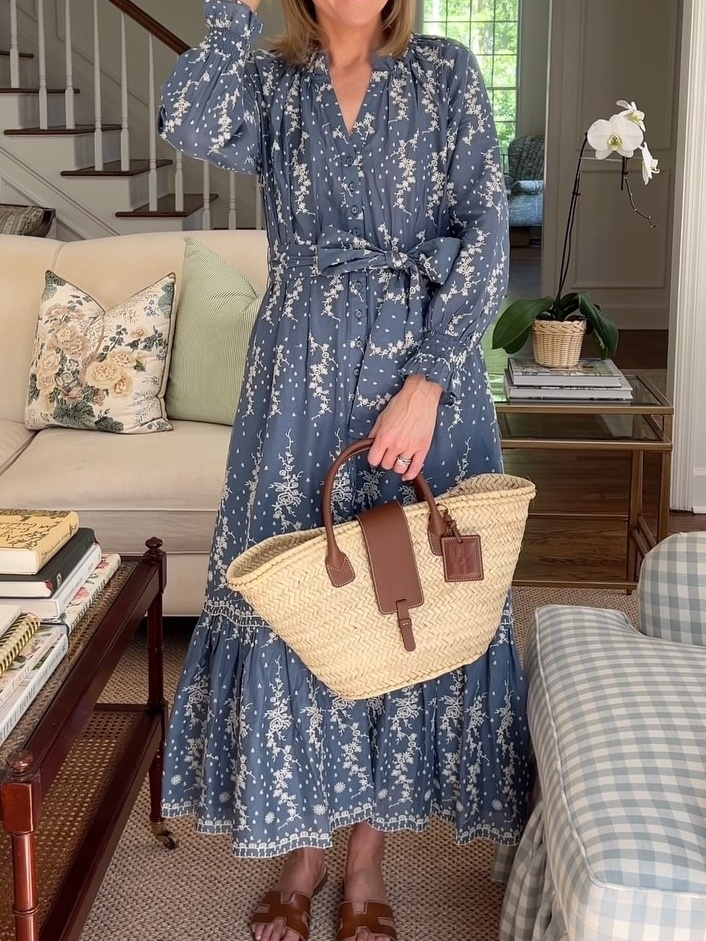 V-neck Eyelet Embroidered Belted Dress