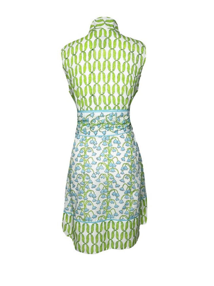 Sleeveless Lily Of The Valley Printed Mini Dress