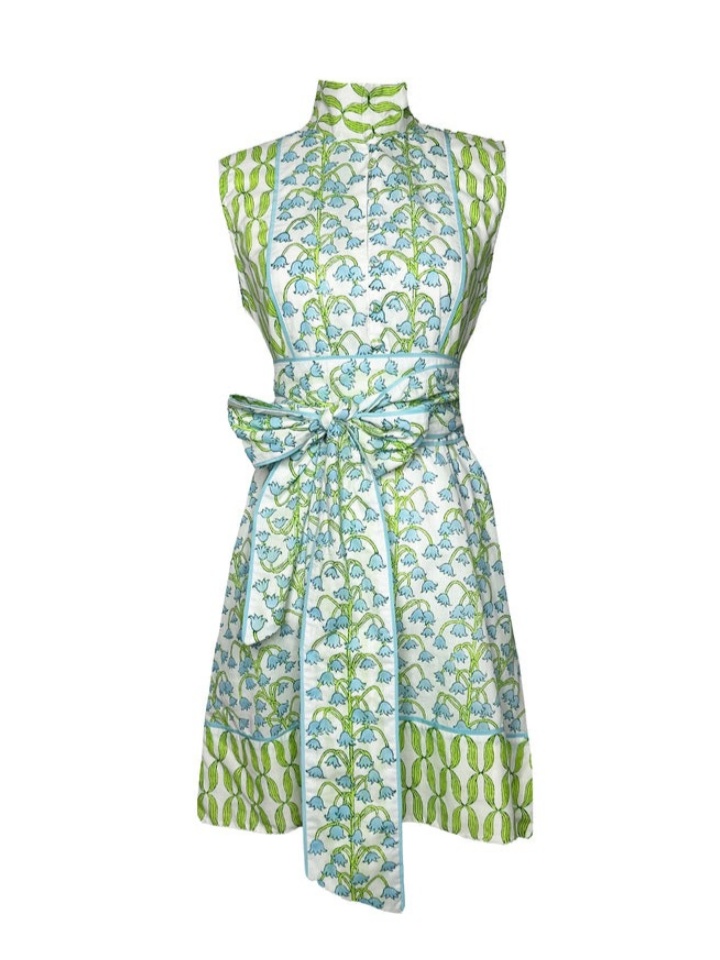 Sleeveless Lily Of The Valley Printed Mini Dress