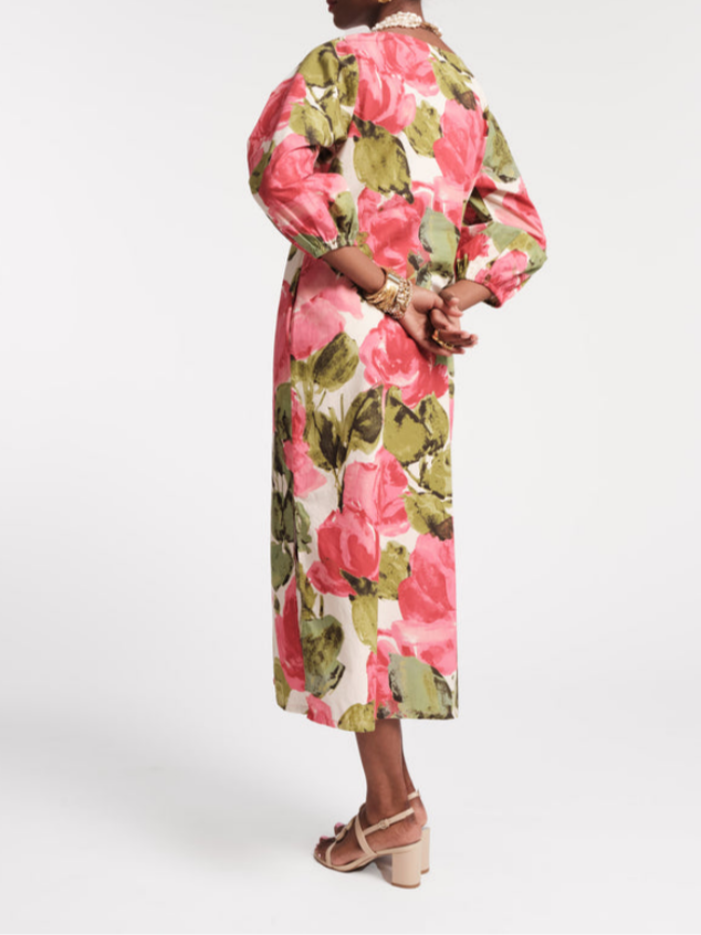 Peony Printed Straight Loose Maxi Dress