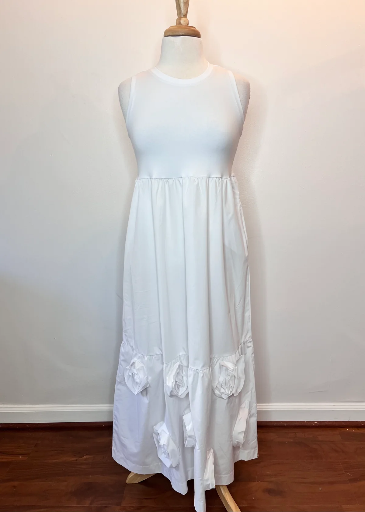 Round Neck Sleeveless Rose Flower Maxi Dress