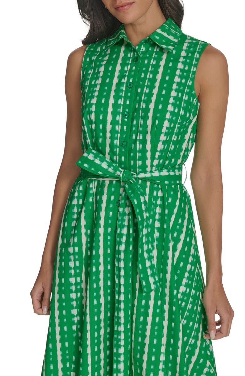 Art Stripe Print Sleeveless Shirt Dress