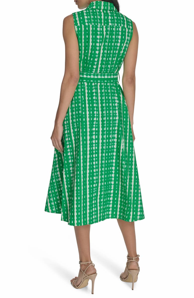 Art Stripe Print Sleeveless Shirt Dress