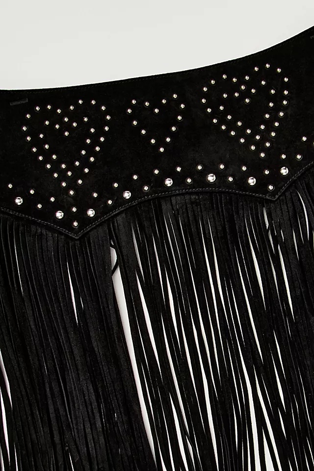 Leather Heart Tassel Skirt Belt