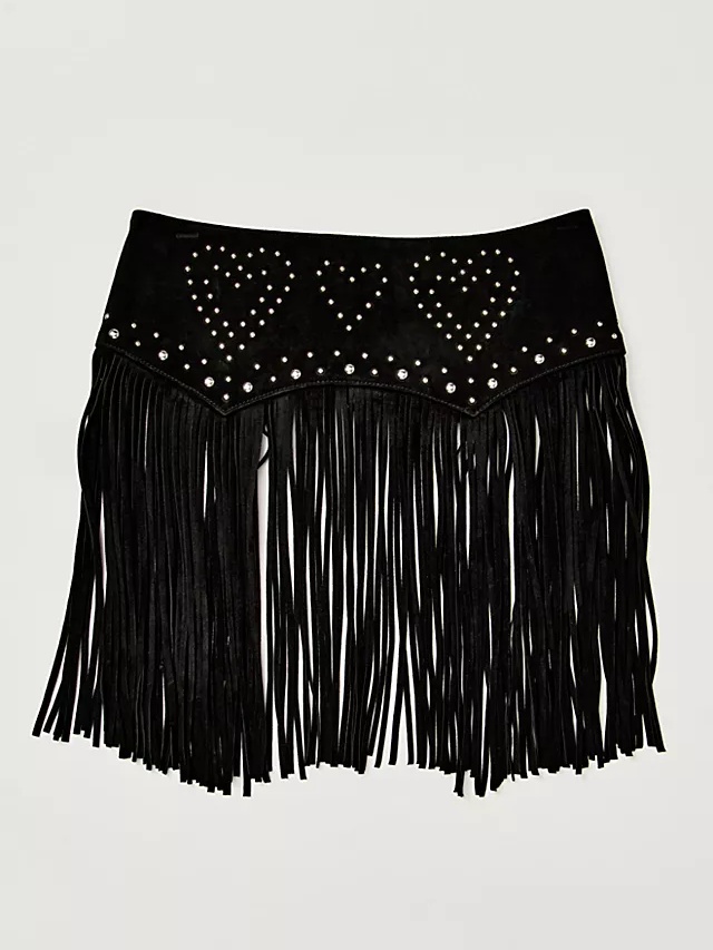 Leather Heart Tassel Skirt Belt