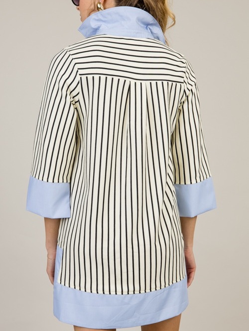 V Neck Chic Stripes Dress