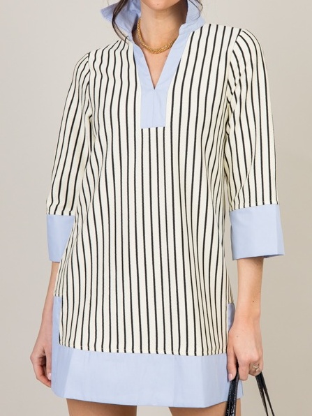 V Neck Chic Stripes Dress