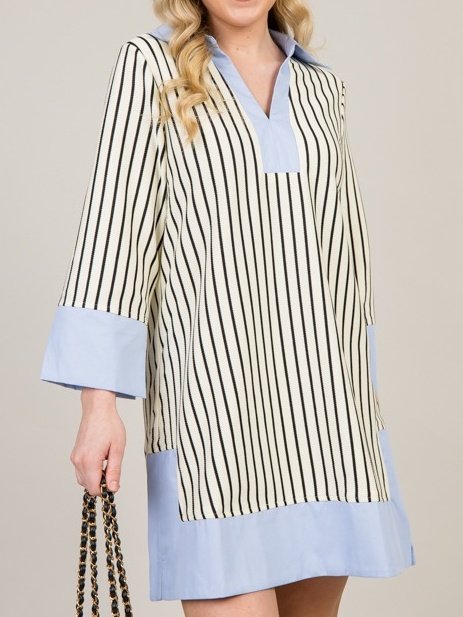 V Neck Chic Stripes Dress