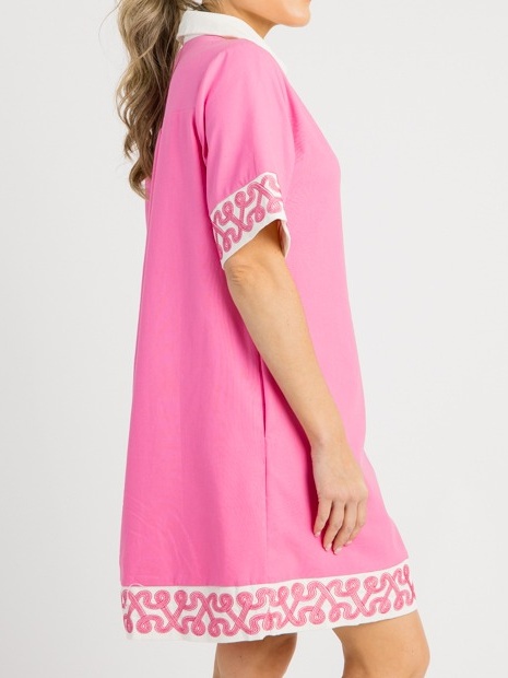V-neck Embroidered Casual Dress