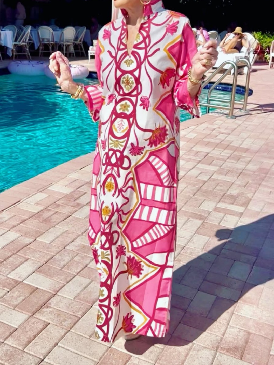 Classic Stand-up Collar Printed Dress