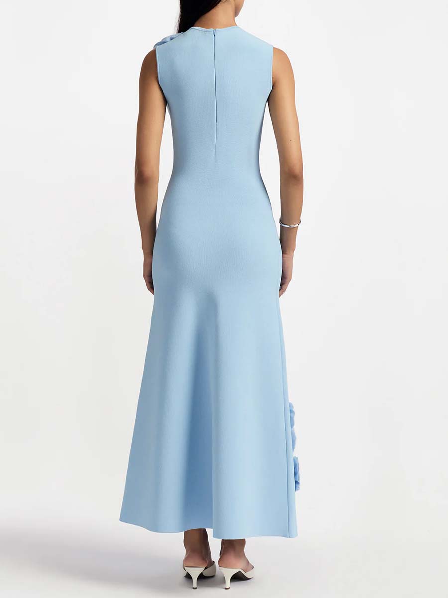 3D Flower Sleeveless Maxi Dress