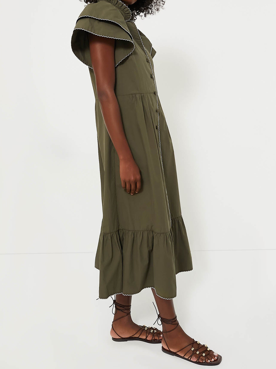 Ruffle Hem Short Ruffle Sleeve Midi Dress