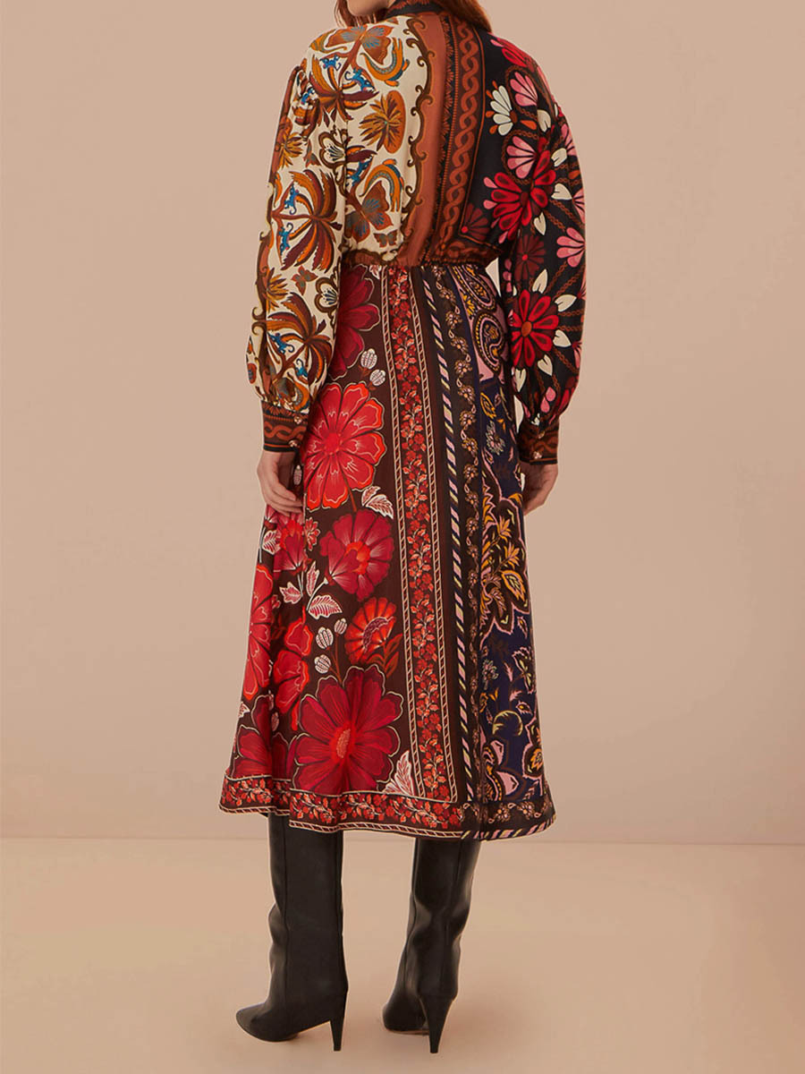 Multicolor Printed Wrap Dress