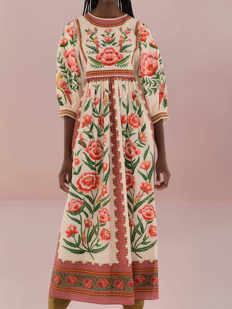 Elegant Printed Loose Maxi Dress