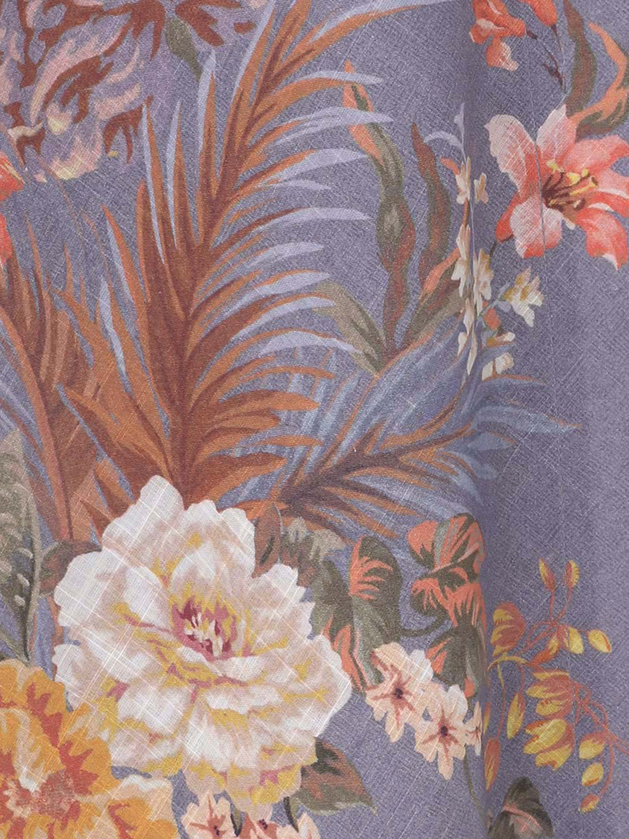 Lantern Sleeves V-neck Placement Print Dress