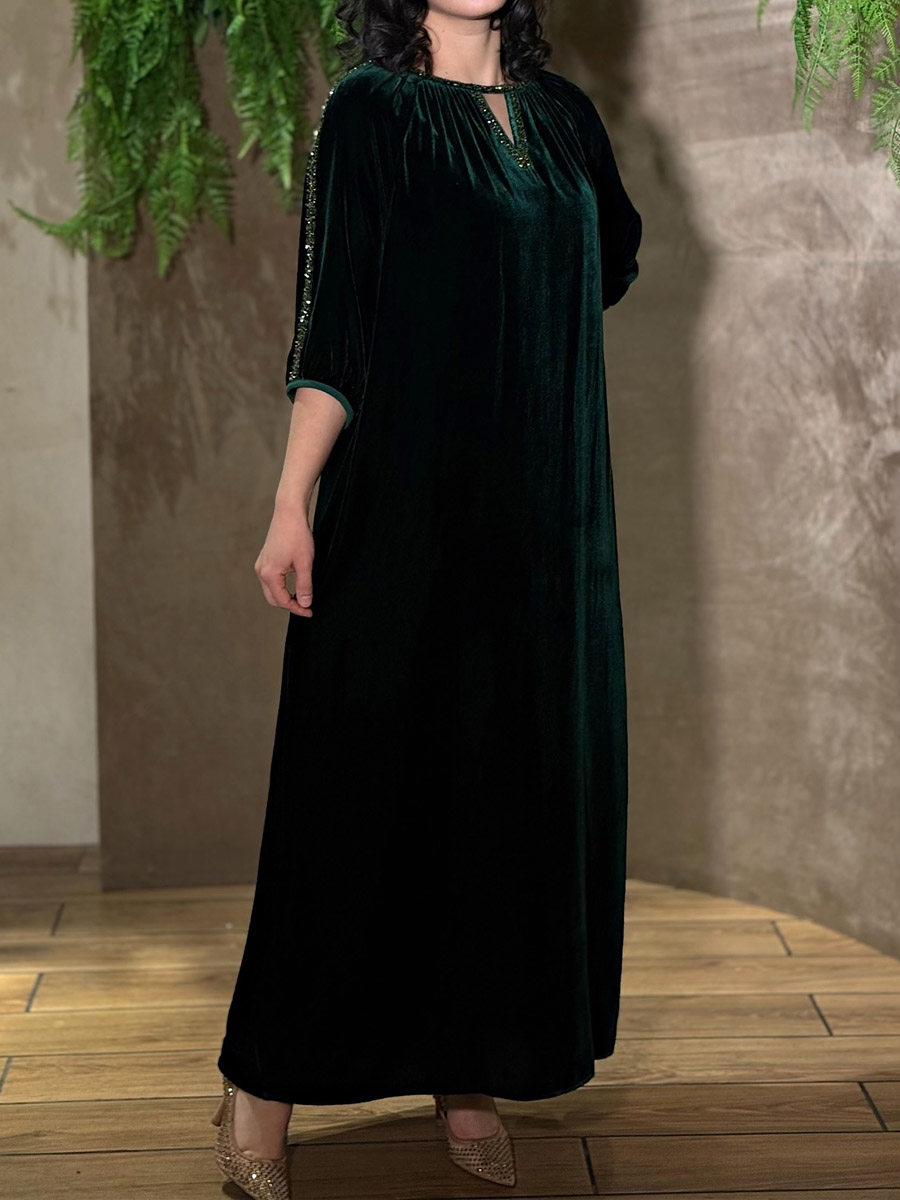 Rhinestone Sparkle Velvet Loose Dress