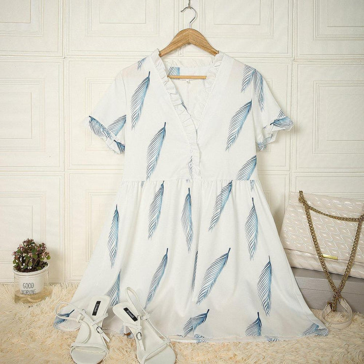 Go Your Own Way Feather Print Dress