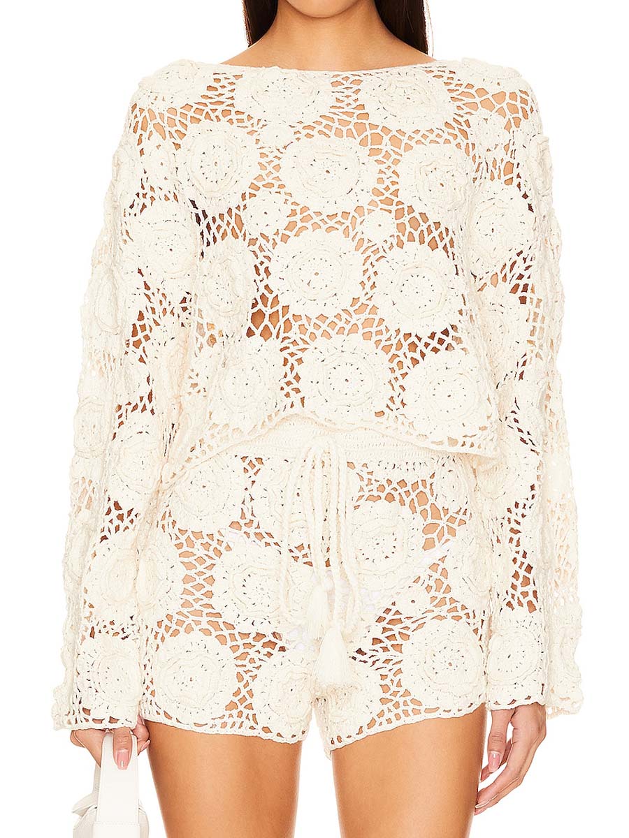 Hollowed Out Knit Two Pieces Set