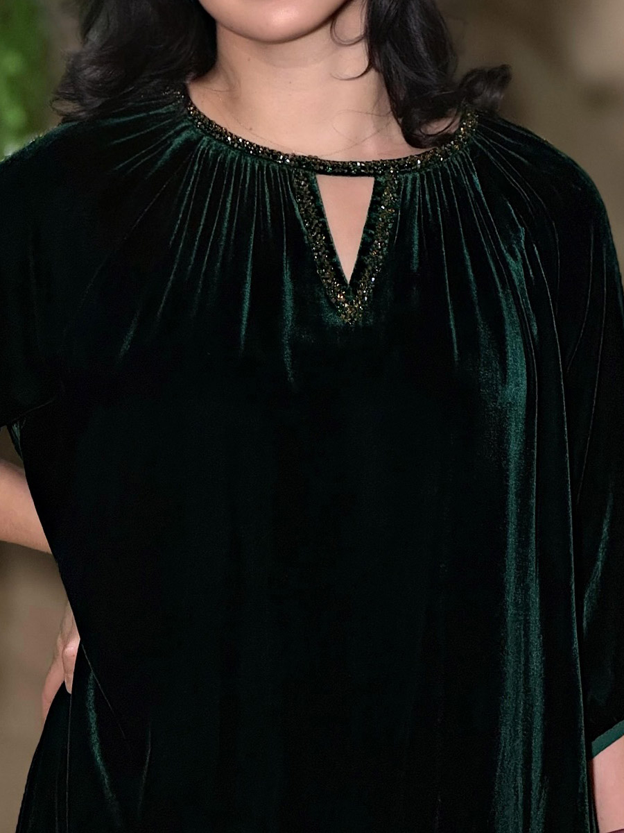 Rhinestone Sparkle Velvet Loose Dress