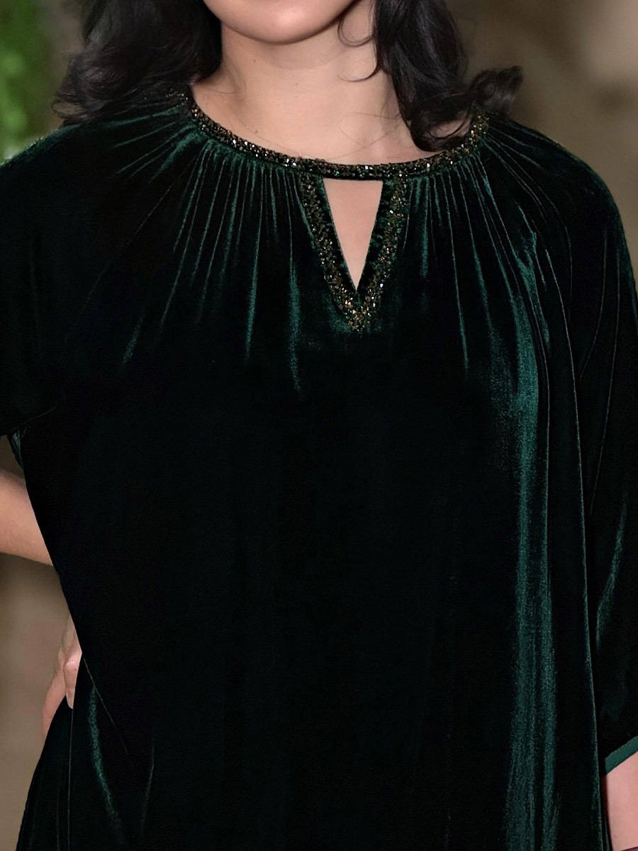 Rhinestone Sparkle Velvet Loose Dress