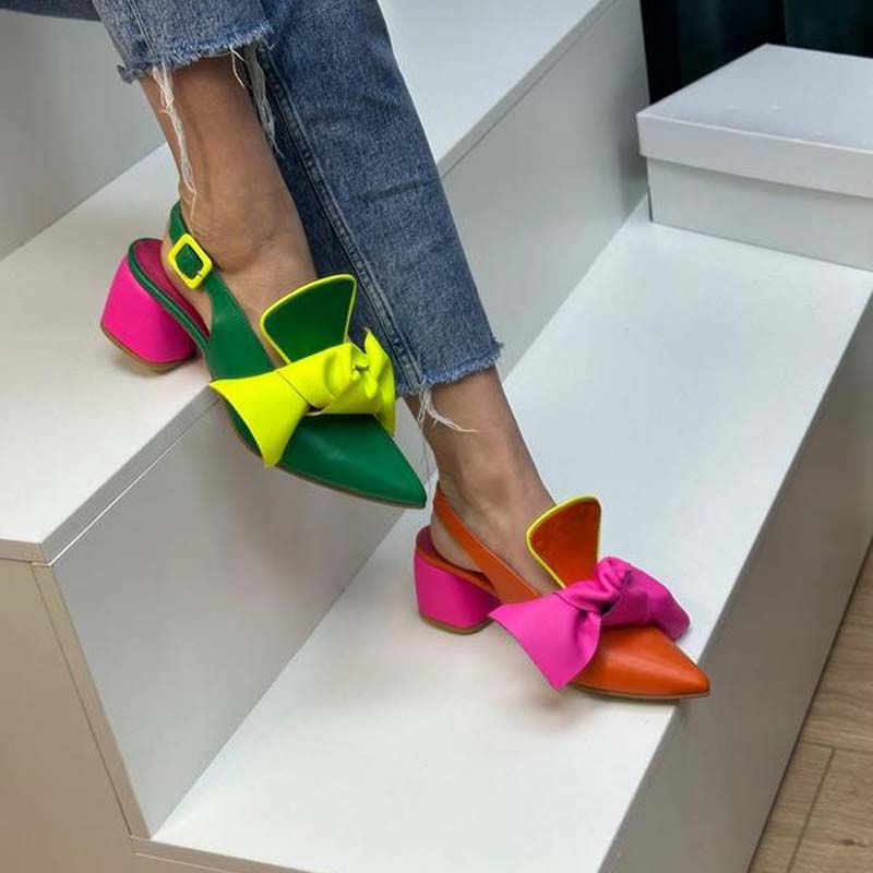 Bow-Heel Point-Heel Pumps
