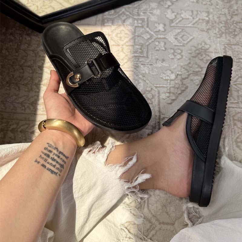 Breathable Baotou Half Slippers Mesh Slip-on Sandals