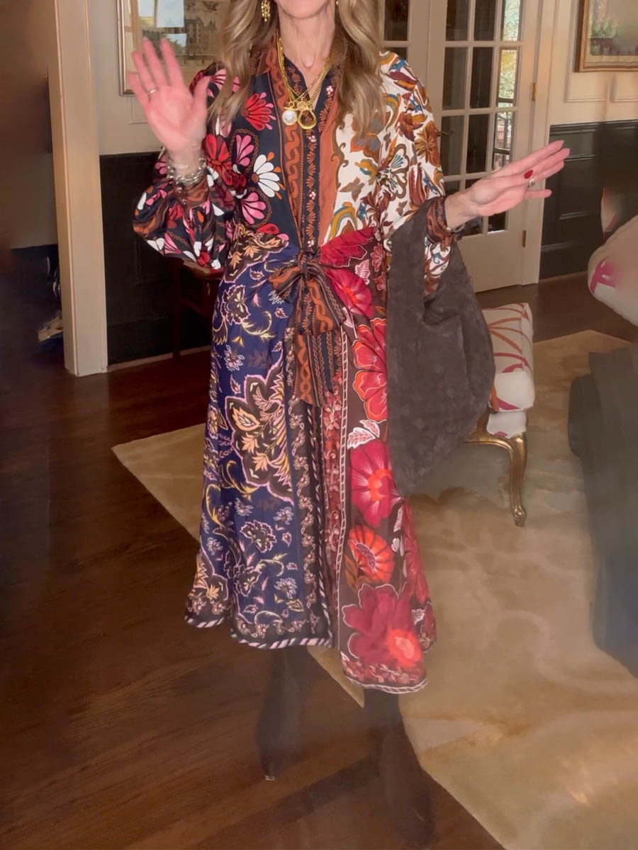 Multicolor Printed Wrap Dress