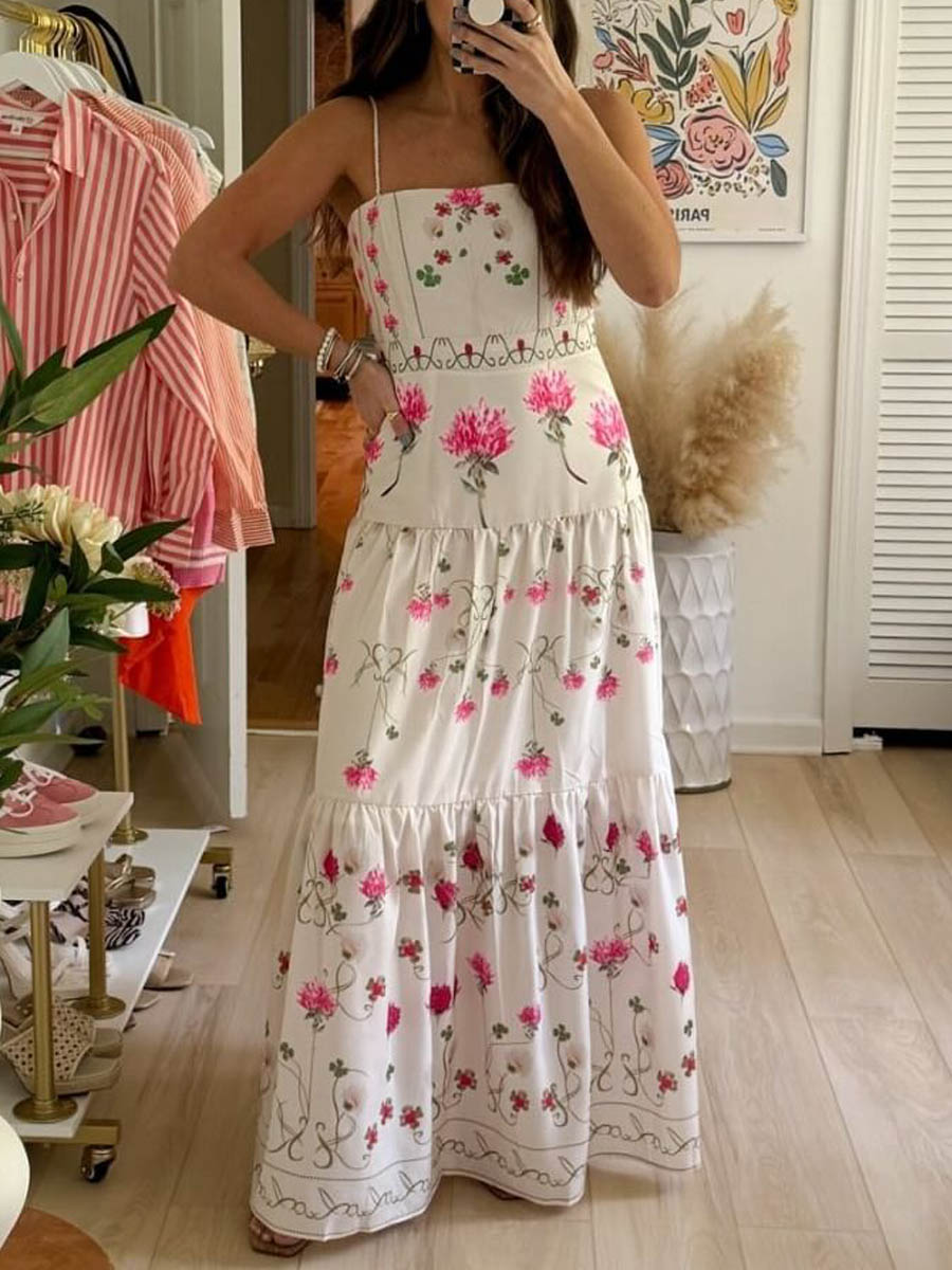 Floral Printed Sling Dress