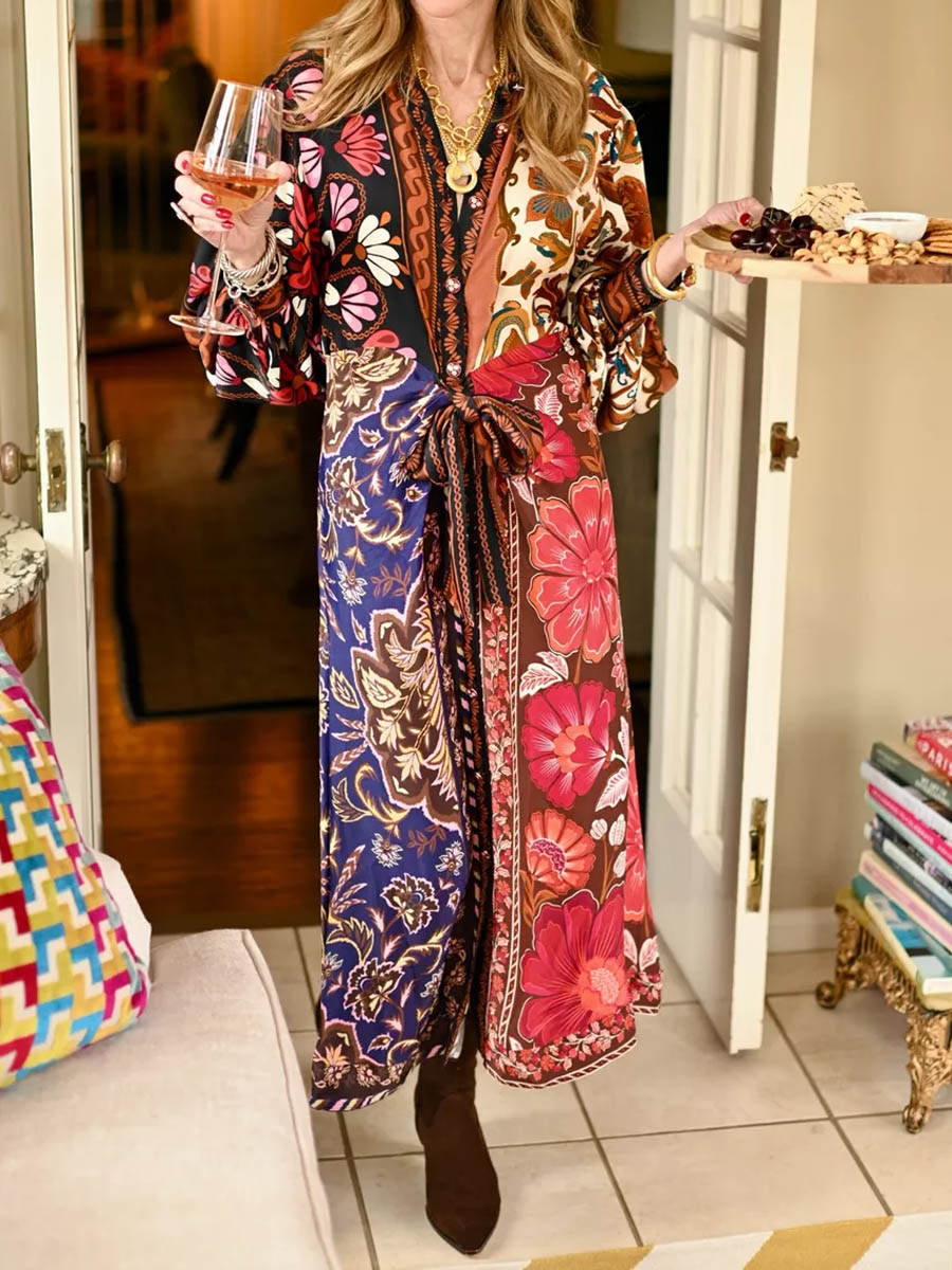 Multicolor Printed Wrap Dress