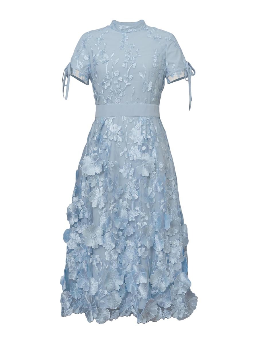 3D Flower Embroidery Applique Dress