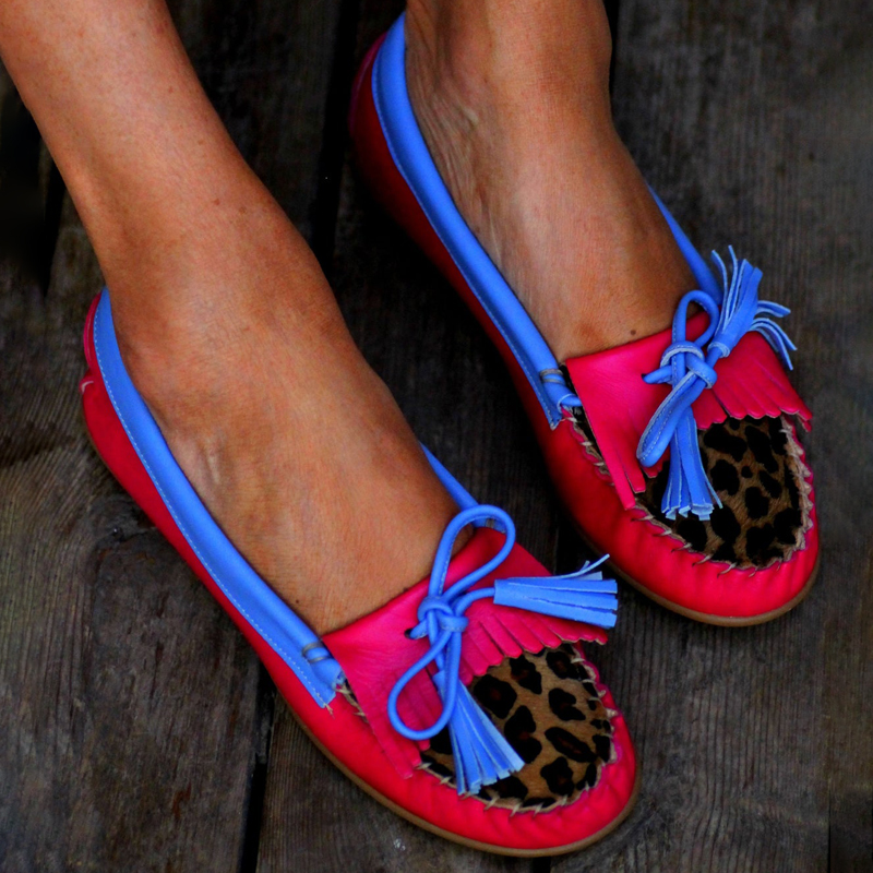 Color Block Bow Soft Bottom Flat Shoes Bean Shoes