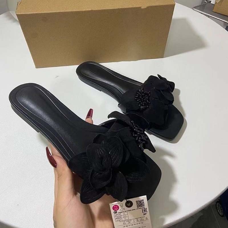 3D Flower Beach Flat Slippers