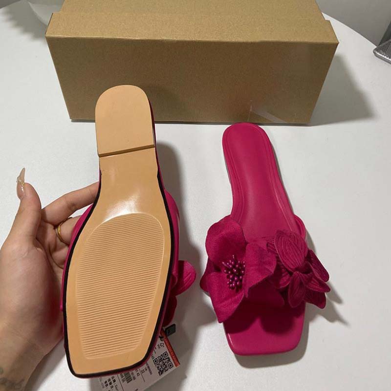 3D Flower Beach Flat Slippers