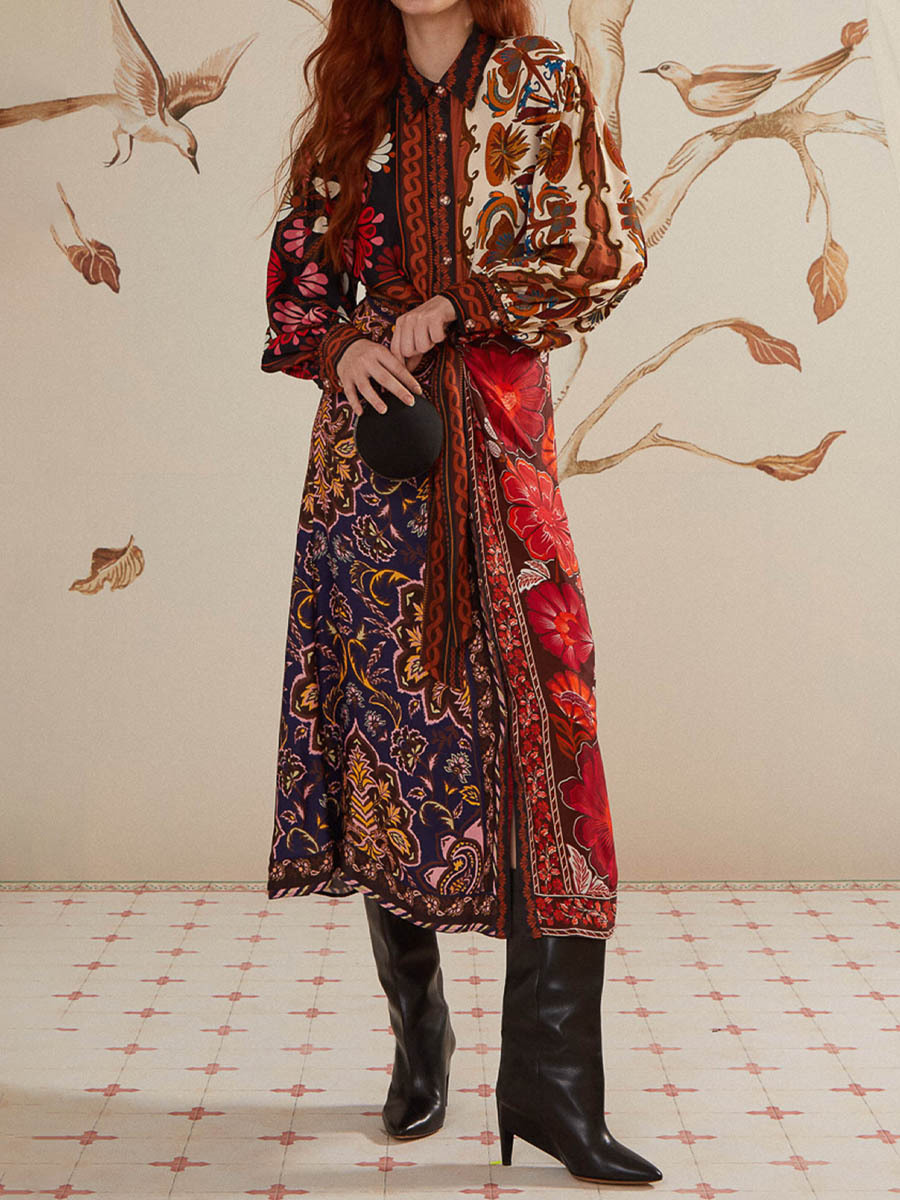 Multicolor Printed Wrap Dress