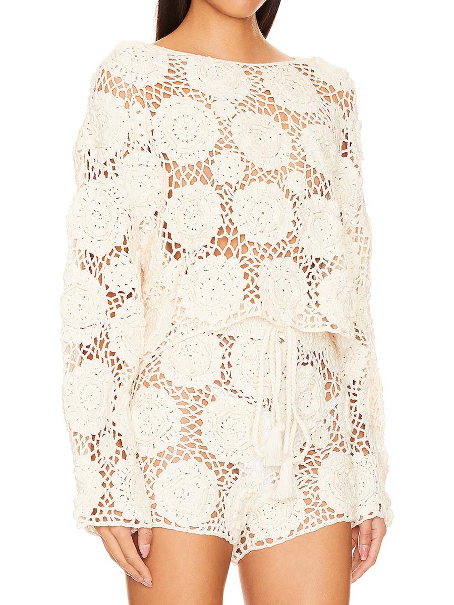 Hollowed Out Knit Two Pieces Set