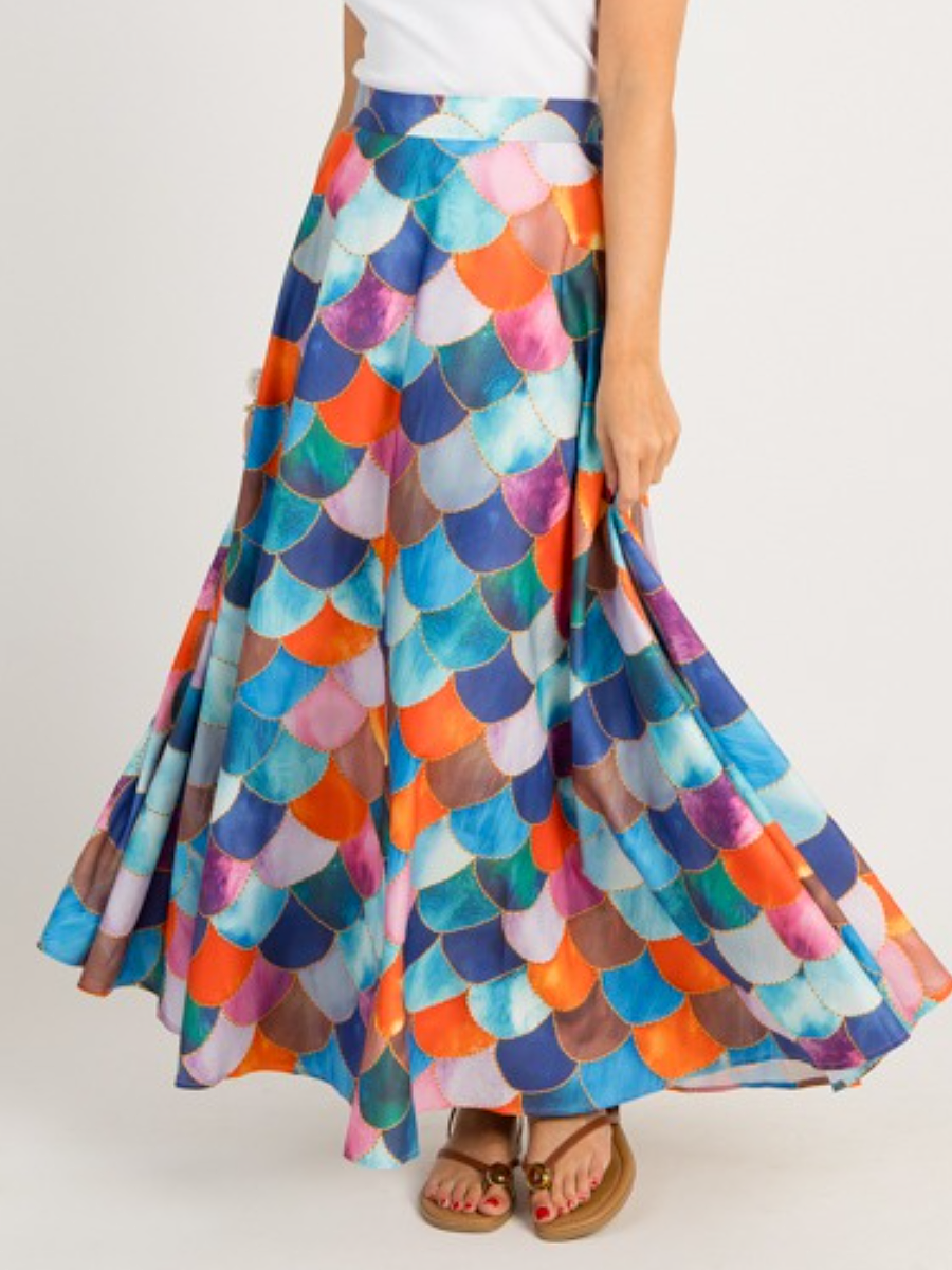 Contrast Fish Scale Holiday Skirt
