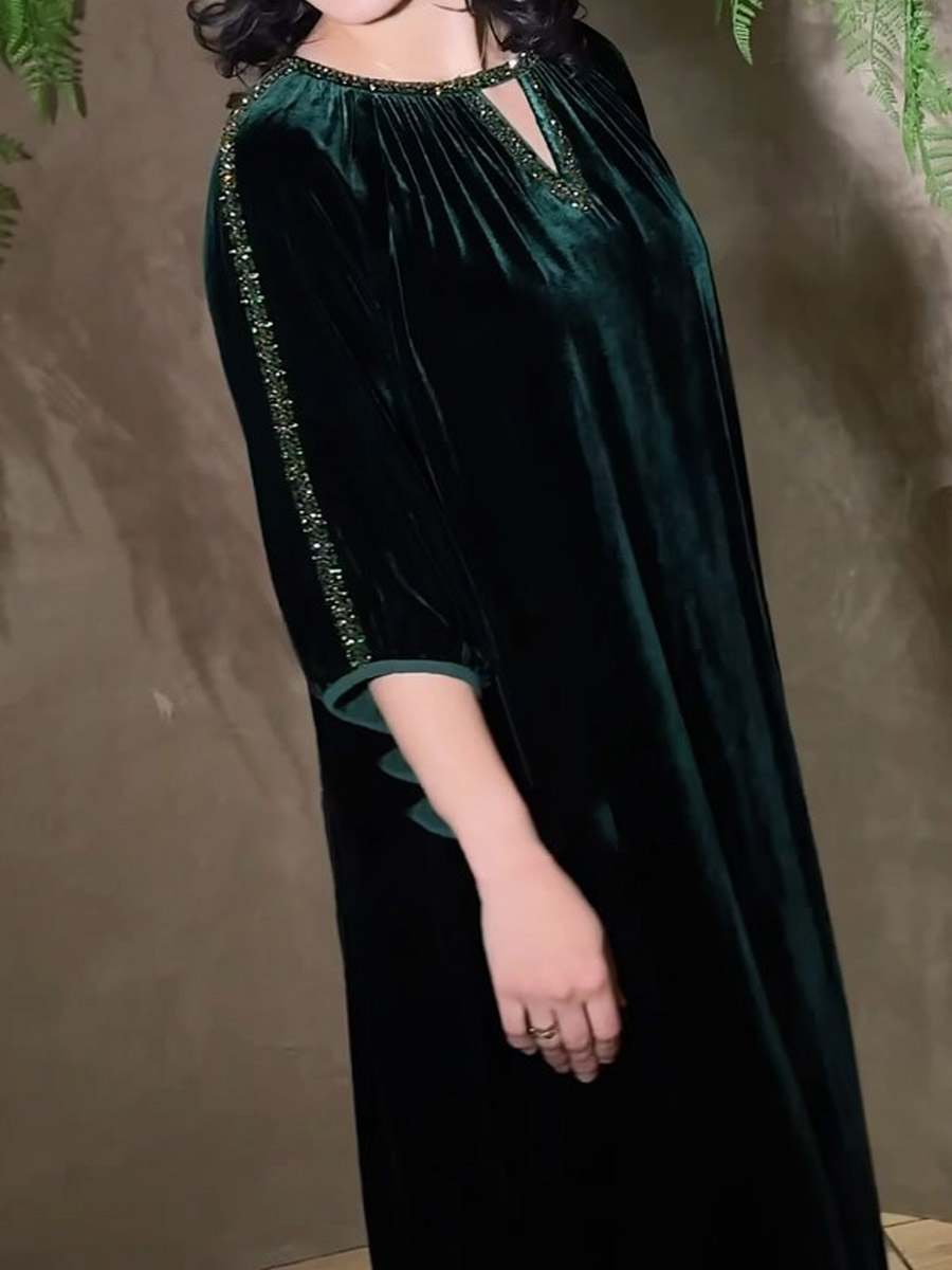 Rhinestone Sparkle Velvet Loose Dress