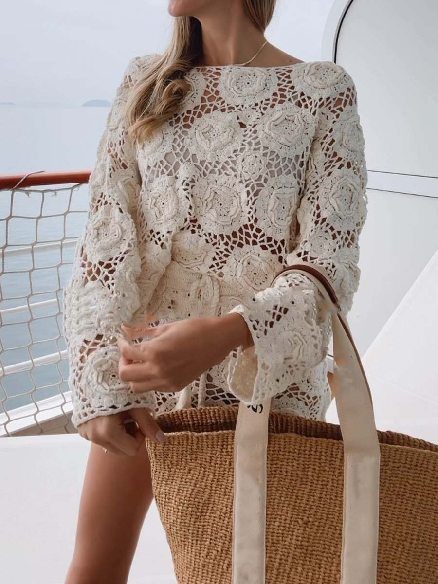 Hollowed Out Knit Two Pieces Set