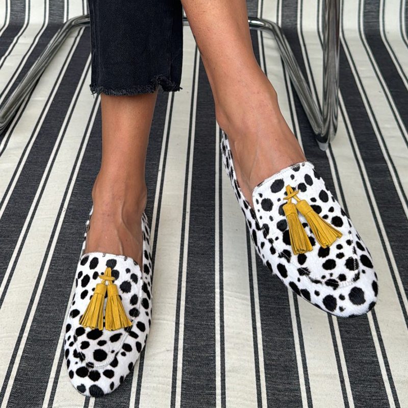 Tassel Shallow Leopard Print Casual Loafers