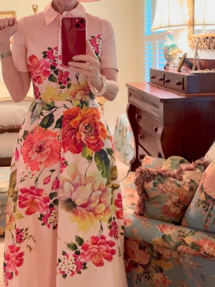 Floral Border Print Shirt Midi Dress