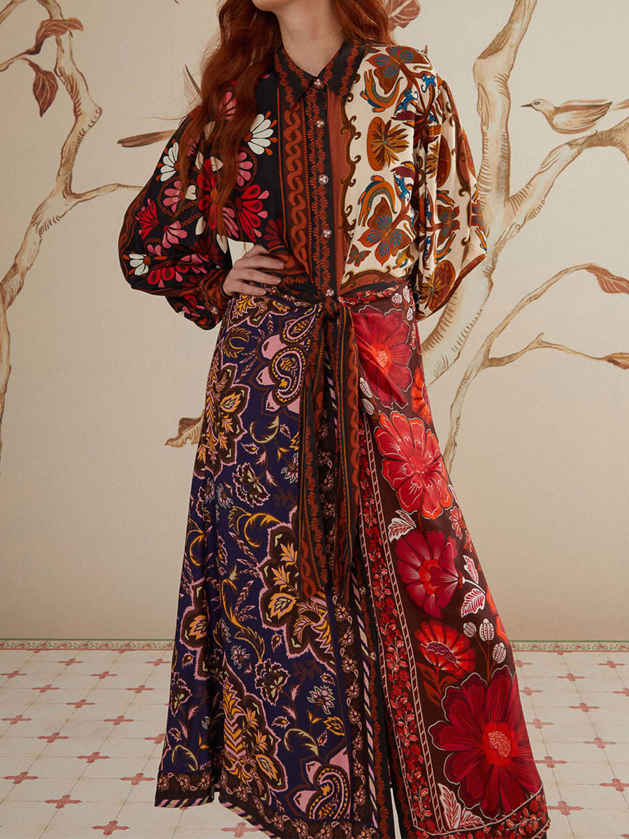 Multicolor Printed Wrap Dress