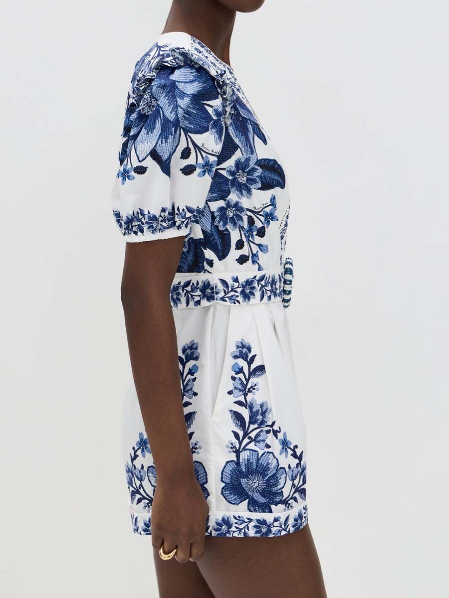 Floral-print Deep V Neck Romper