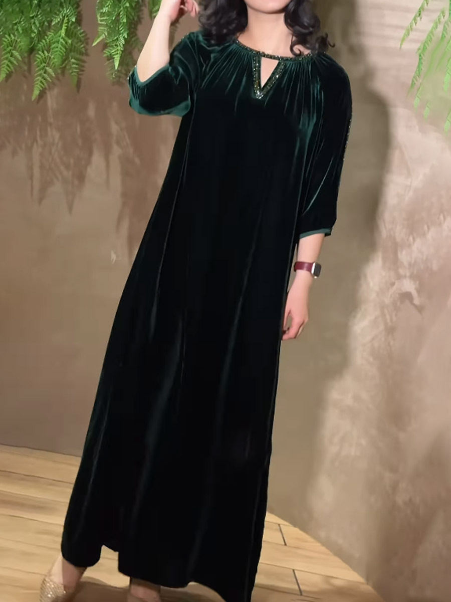 Rhinestone Sparkle Velvet Loose Dress