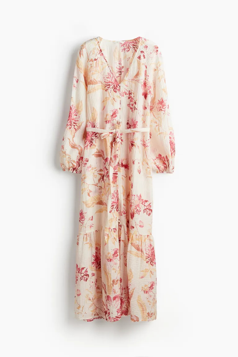 Tie-belt Crepe Dress