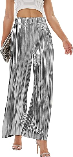 Silver Holiday Pants With Elastic