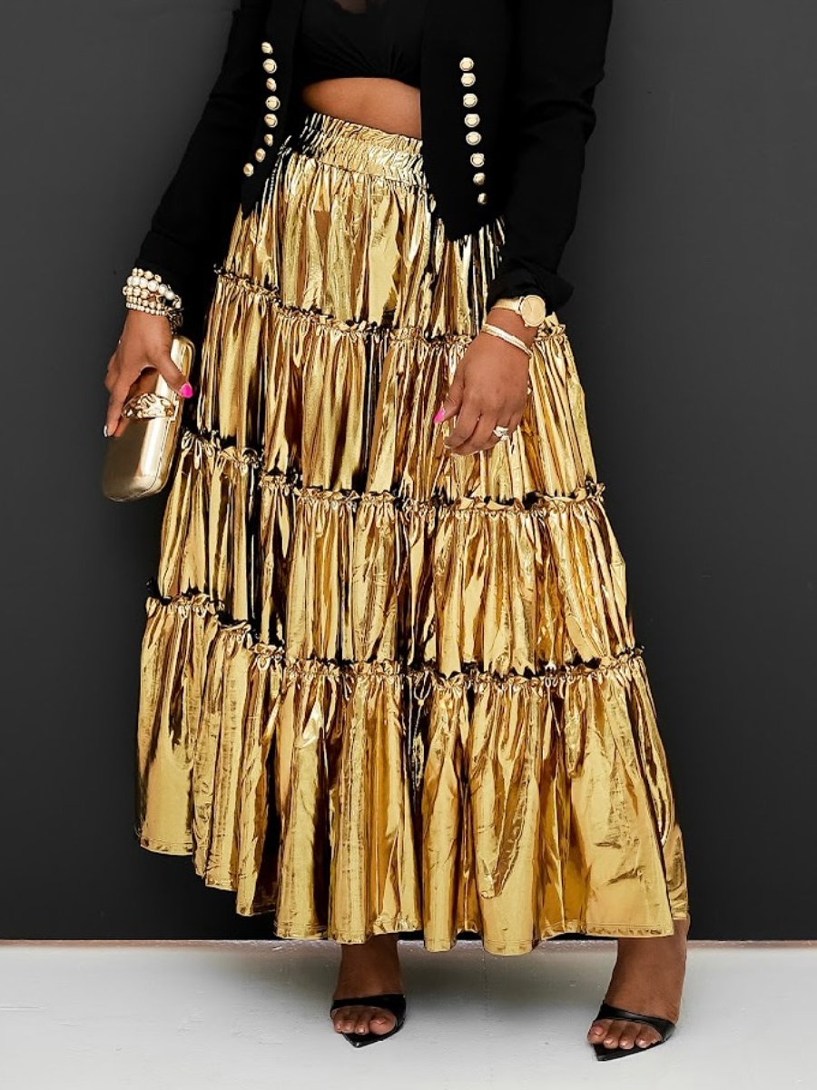 Holiday High-Waisted Midi Skirt