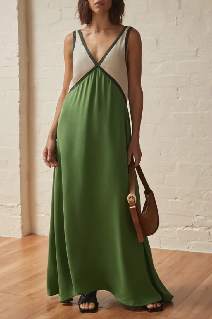 Summer Wedding Satin Contrast Loose Dress