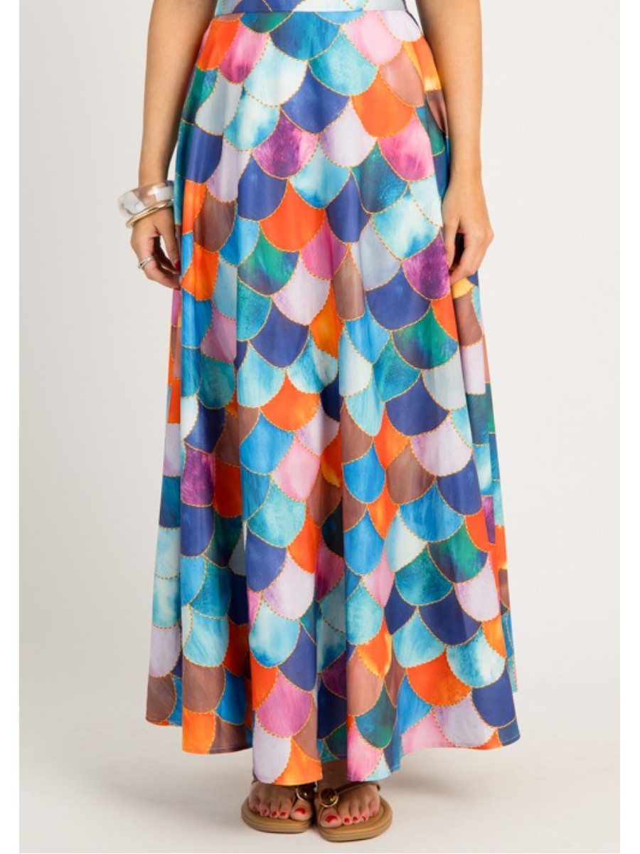 Contrast Fish Scale Holiday Skirt