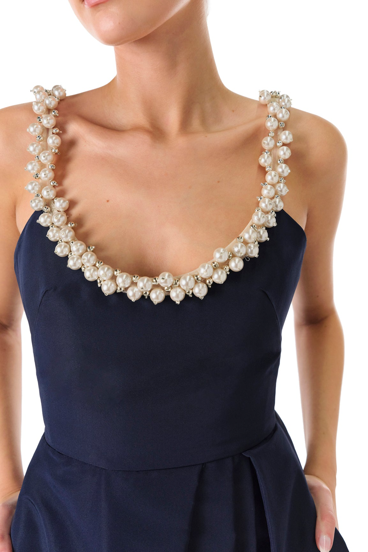 Pearl Scoop Neck Gown Dress