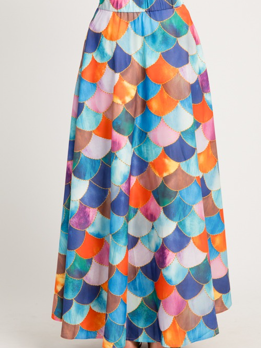Contrast Fish Scale Holiday Skirt